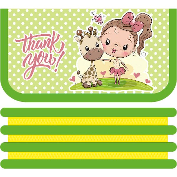 Пенал 3 отд., на молнии, 190*105*60 мм, текстиль, ПЧЕЛКА Девочка с жирафом Акция!