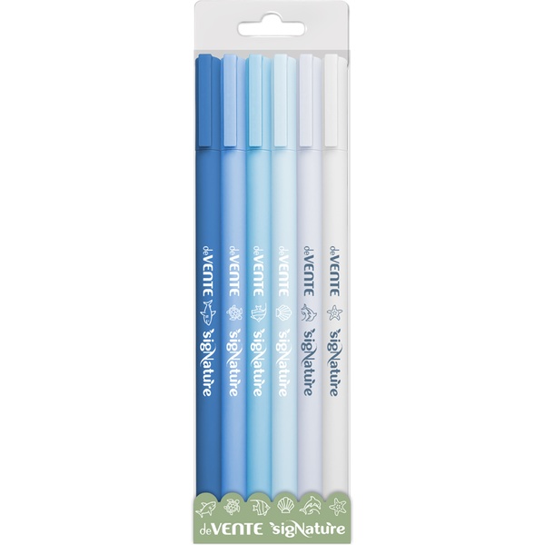 Ручки шариковые, набор 6 шт./6 цв., Ø 0.5 мм, круг. корп. софт-тач, deVENTE sigNATURE_синий