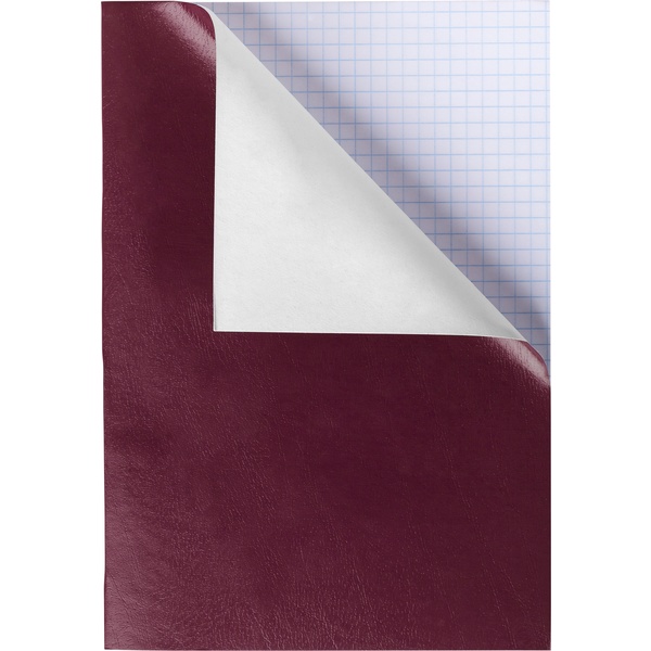 Тетрадь А4, 96 л., клетка, 60 г/м², на скобе, облож. бумвинил, тисн. "кожа", Hatber_бордовая