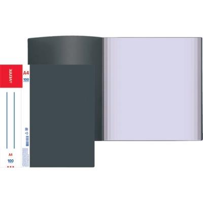 Папка со 100 файлами А4, PP 800/30 мкм, "песок", торц. карм., deVENTE Daily/ Черная