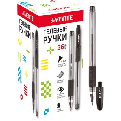 Ручка гелевая черная, 0.5 мм, узел Standard, эргогрип, deVENTE Ritony (прозр. корпус) Ручка гелевая черная, 0.5 мм, узел Standard, эргогрип, deVENTE Ritony (прозр. корпус)