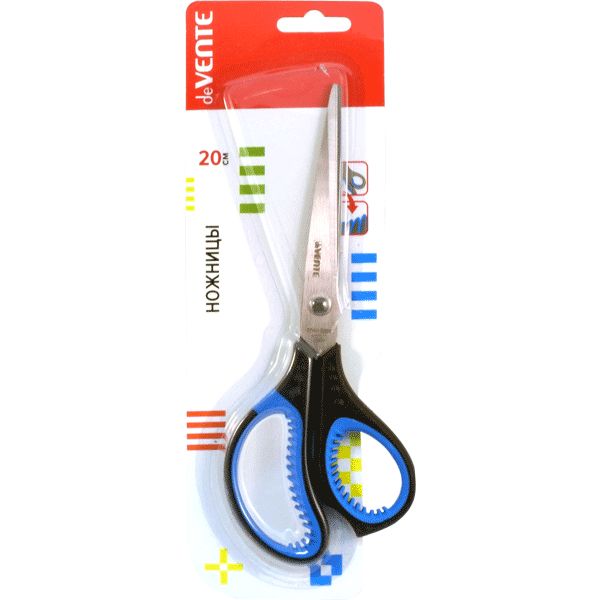 Ножницы 210 мм, эргономичные, прорезин. кольца-лепестки, черно-синие, deVENTE Gills