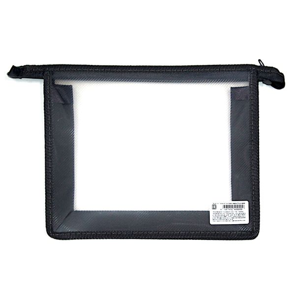 Папка А5 на молнии, 1 отд., PP, "диагональ", прозр., цв. кант, ПЧЕЛКА Офис_Серая