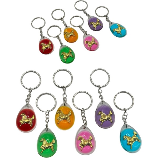 Брелок - символ года "Лошадь в янтаре", прозрачный, ассорти, 6 дизайнов