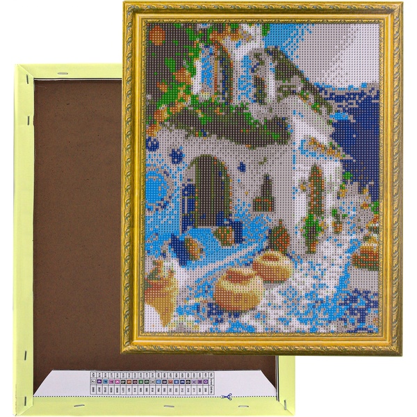 Алмазная живопись 30*40 см, холст, на подрамнике, полное заполнение, Alingar На террасе