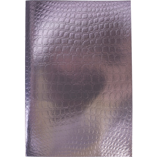 Тетрадь А4, 96 л., клетка, 60 г/м², на скобе, облож. бумвинил, тисн. "croco", Hatber Metallic_коричневая