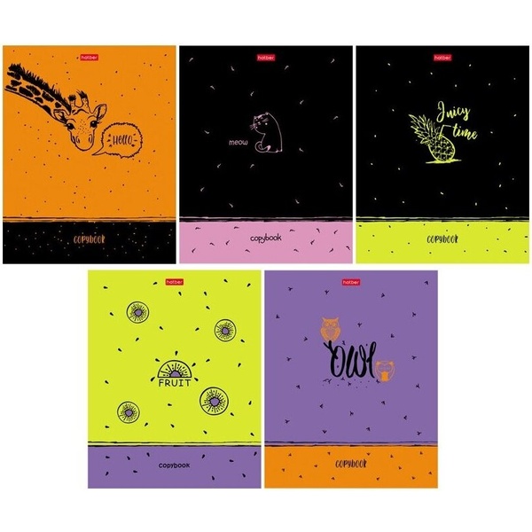 Тетрадь А5, клетка, 48 л., на скобе, 60 г/м², мат. лам., Hatber Hello you_5 дизайнов  Акция!