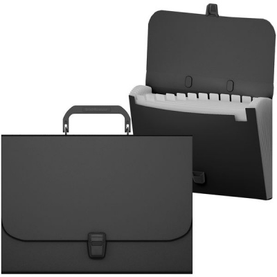 Папка-портфель А4, 12 отд., PP 600 мкм, замок-защелка, ErichKrause Matt Classic_черная