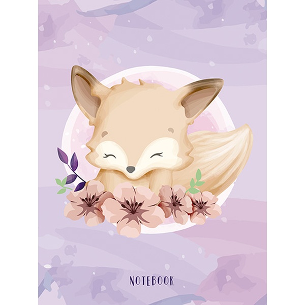 Блокнот на скобе А6, 64 л., нелинов. (стилиз.), 65 г/м², вырубка 4 раздела, PLANO Лисенок Акция!