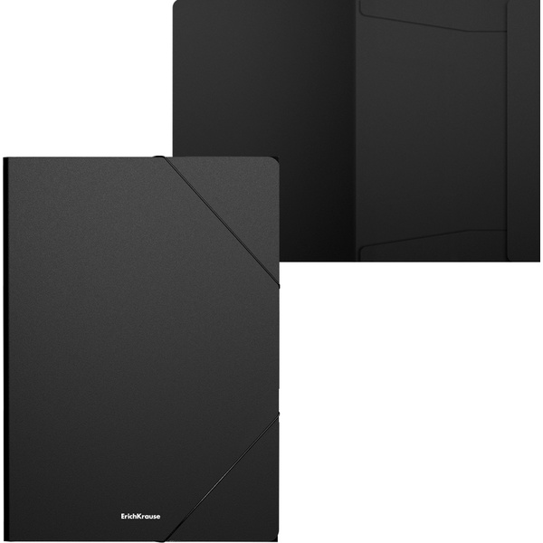 Папка на резинках, A4, PP 400 мкм, "песок", ErichKrause Matt Classic_черная Акция!