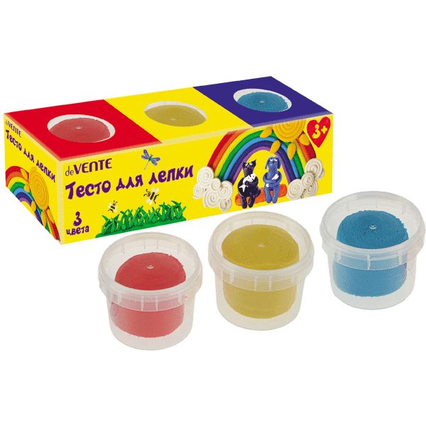 Тесто для лепки deVENTE 3 цвета, 270 г, в индивид. пластиковой баночке
