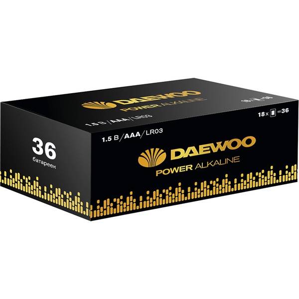 Батарейка щелочная LR03/AAA, 1.5 V, т/у, Daewoo Power