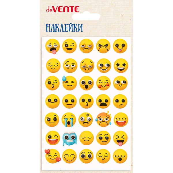 Паф-стикеры (объемные) deVENTE Emoji, мягкие, карточка 100*150 мм