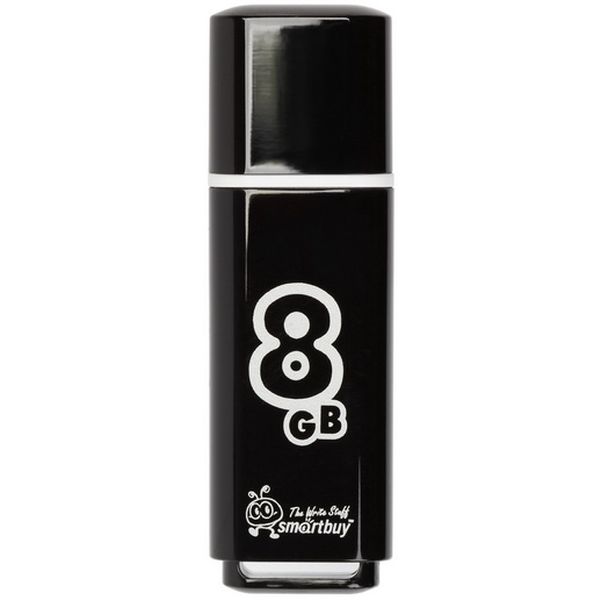 Флеш-накопитель USB 2.0, 8 ГБ, Smartbuy Glossy Black/смолистый черный
