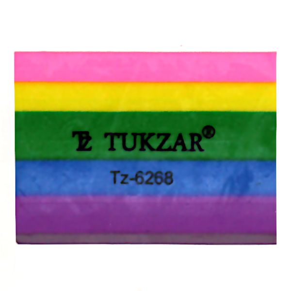 Ластик Tukzar Rainbow, полимер, прямоугольный, 45*30*10 мм, многоцветный  Акция!