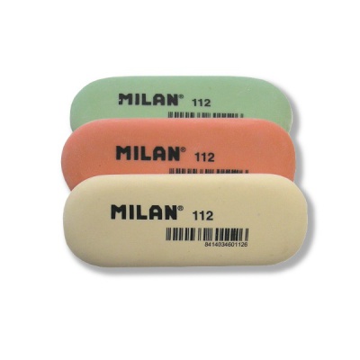 Ластик MILAN 112, синт. каучук, овальный, 73*28*9 мм, 3 дизайна