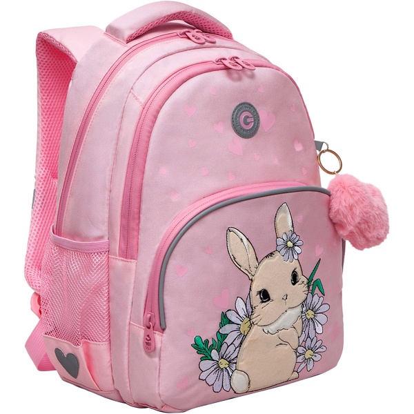 Рюкзак ученический GRIZZLY (Зайчик), 40*27*20 см, 14 л, 765 г, 2 отд, эрг. спинка								