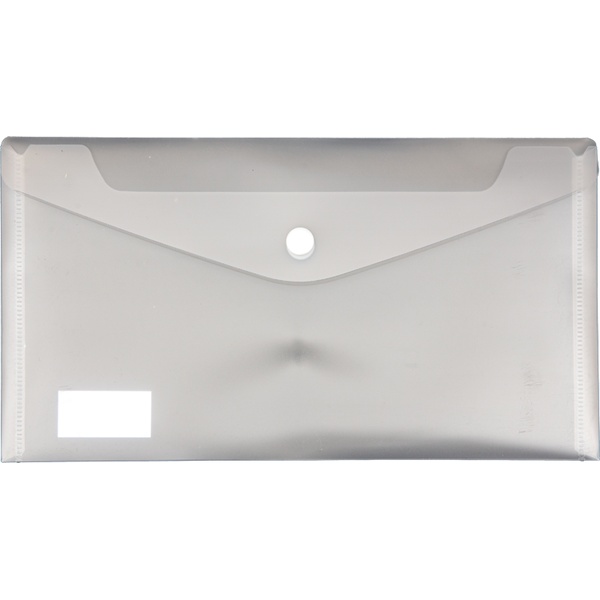 Папка-конверт на кнопке, Travel-size (DL), PP 300 мкм, прозрачная, deVENTE