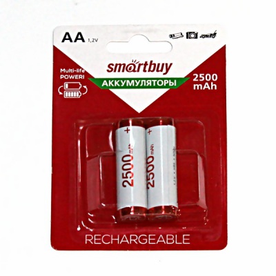 Аккумулятор AA/HR06 (2BL) 2500 mAh, 1.2 V, NiMh, Smartbuy (кратно 2) Аккумулятор AA/HR06 (2BL) 2500 mAh, 1.2 V, NiMh, Smartbuy (кратно 2)