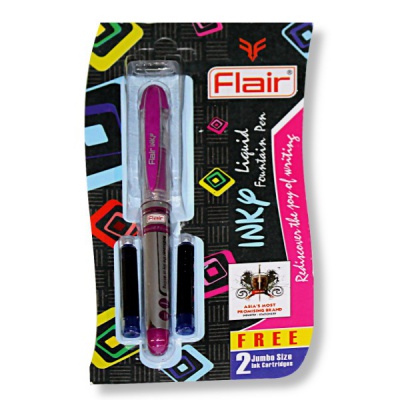 Ручка перьевая M (Medium), синие чернила, 2 картриджа, FLAIR Inky Акция!