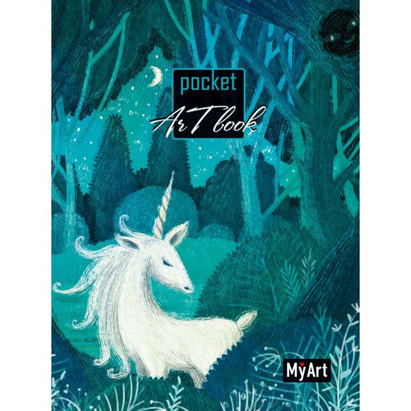 Скетчбук А6, на склейке, 80 л., бел. блок 100 г/м², MyArt Pocket ArtBook_Единорог   Акция