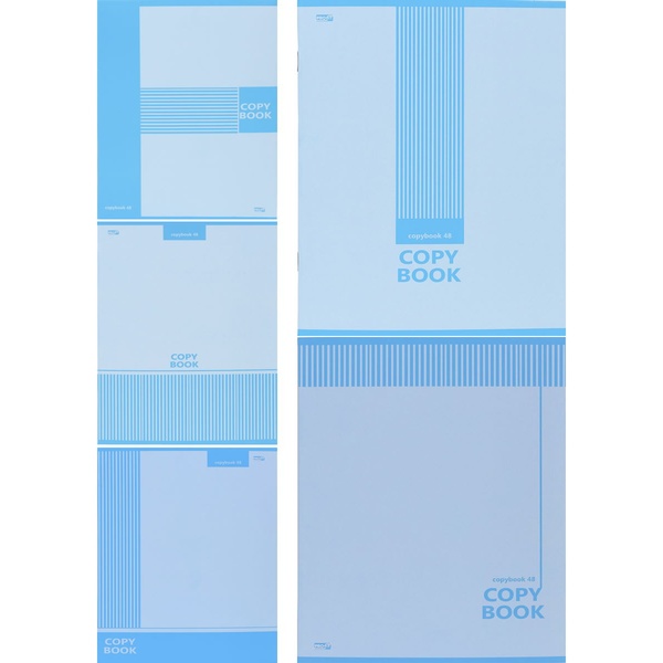 Тетрадь А5, клетка, 48 л., на скобе, 60 г/м², мел. бумага, Profit Классический стиль - голубая_5 дизайнов