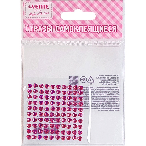 Стразы самоклеящиеся Ø4 мм, 100 шт., цв.: пурпурный, deVENTE Heart (Сердце) Акция!