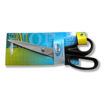 Ножницы 200 мм, эргономичные, пласт. кольца, черные, CENTRUM