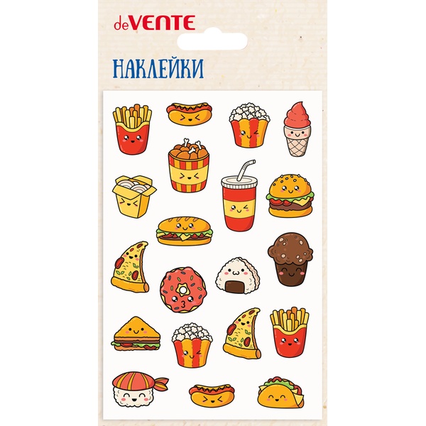 Паф-стикеры (объемные) deVENTE Fastfood, мягкие, карточка 100*150 мм