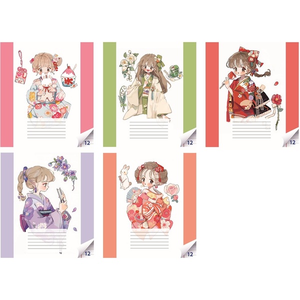 Тетрадь А5, линия, 12 л., на скобе, 65 г/м², мел. бум., CENTRUM Девочки Аниме_5 дизайнов