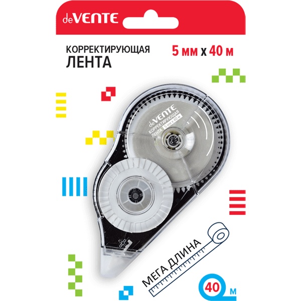 Лента корректирующая 5 мм* 40 м, фронт. аппликатор, п/п корпус, deVENTE_черный