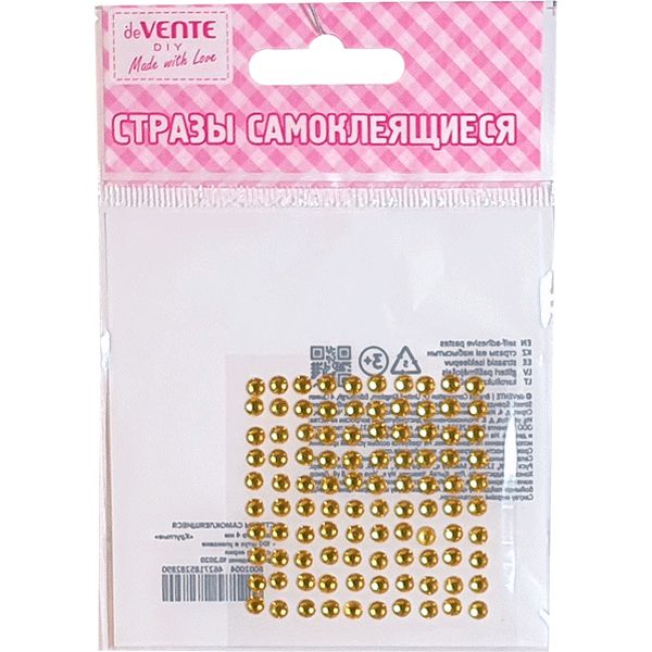 Стразы самоклеящиеся Ø4 мм, 100 шт., цв.: св.-золотистый, deVENTE Dots (Точки)