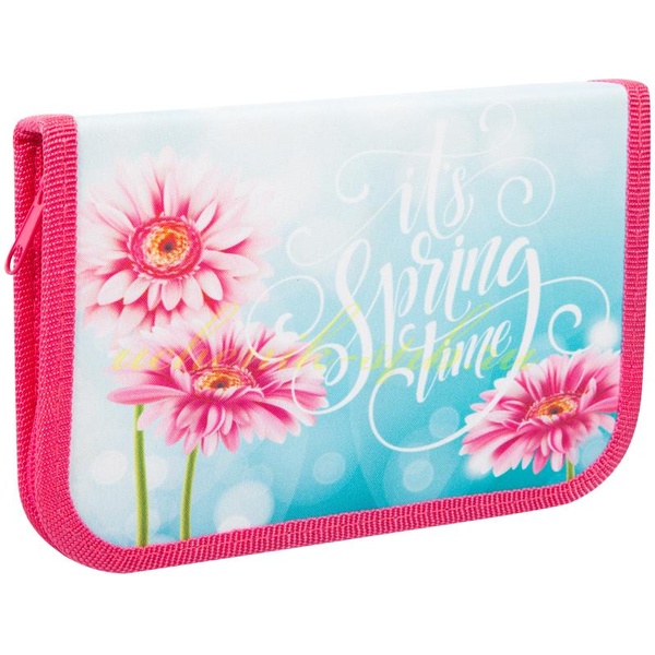 Пенал 1 отд., на молнии, 190*130*28 мм, текстиль, откидная планка, ArtSpace Цветы
