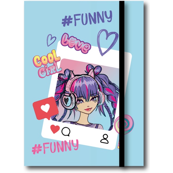 Блокнот в твердом переплете А6, 64 л., 60 г/м2, линия, матов. лам., резинка, КОКОС Cool girl Акция!