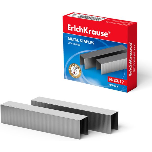 Скобы для степлера №23/17, оцинкованные, 1000 шт., ErichKrause Акция!