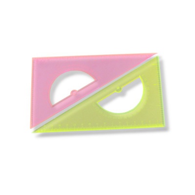 Угольник-транспортир 30°/16 см, пластиковый, полупрозрачный, СТАММ Neon Crystal_3 цвета Акция!