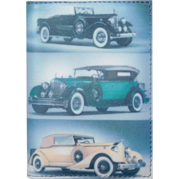 Визитница карманная Grand Ретро авто, на 20 карт, нат. кожа, отстрочка, печать принта Акция!