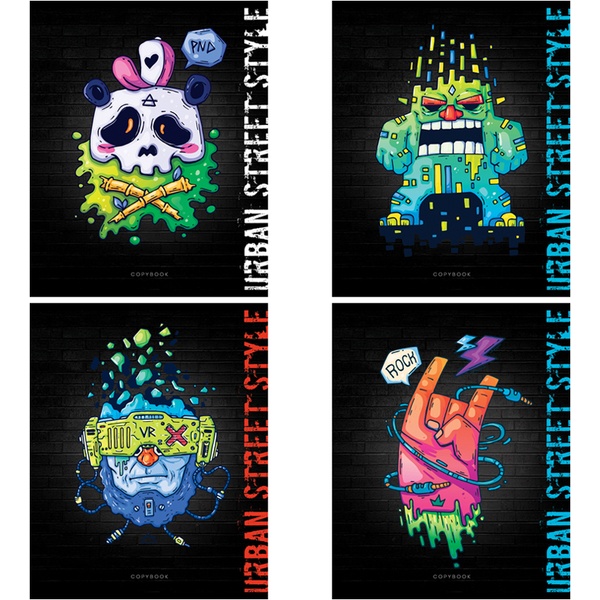 Тетрадь А5, клетка, 48 л., на скобе, 60 г/м², твин-лак, ArtSpace Рисунки. Urban street_4 дизайна  Акция!