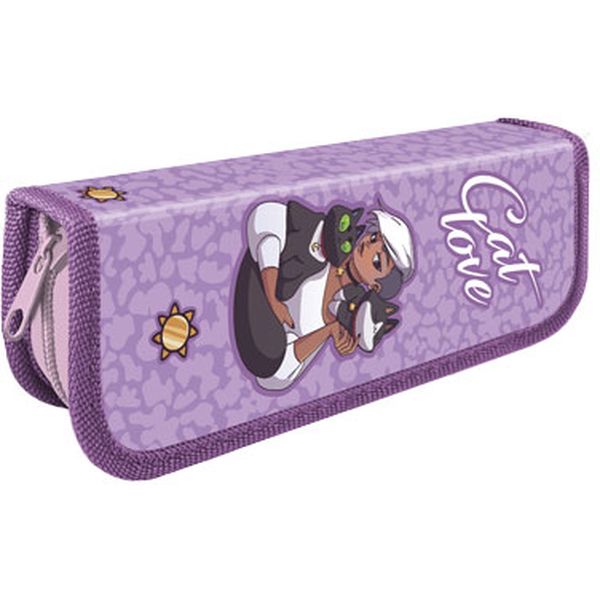 Пенал 1 отд., на молнии, 190*65*30 мм, лам. картон, ПЧЕЛКА Cat love