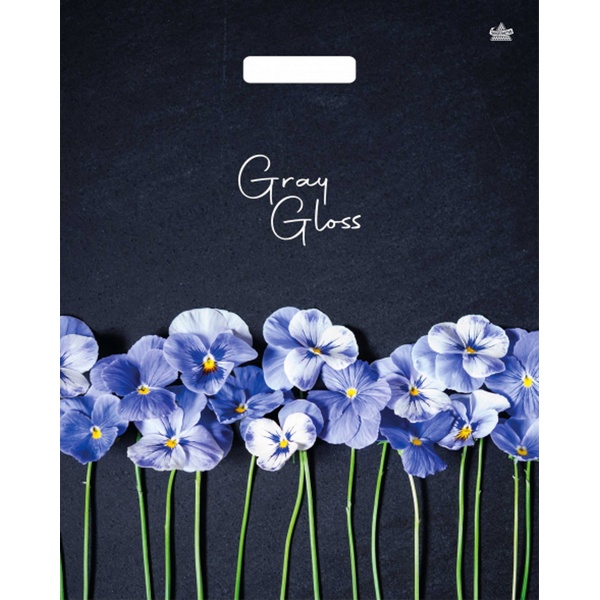 Пакет с вырубной ручкой, 48*39 см, полиэтилен 50 мкм, Грэй Глосс_Анютины глазки