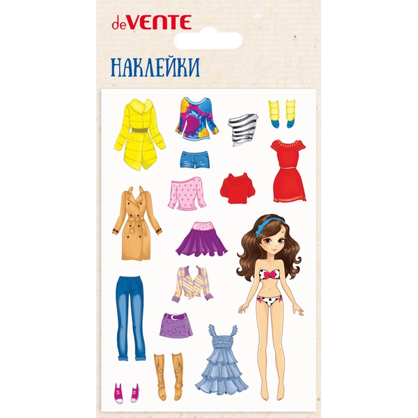 Паф-стикеры (объемные) deVENTE Одевайка_Модница, мягкие, карточка 100*150 мм