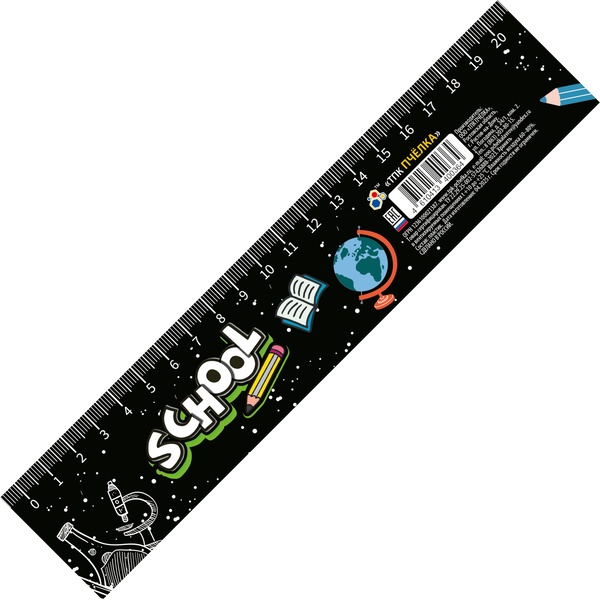 Закладка-линейка пластиковая, 220*40 мм, ПЧЕЛКА Школьный мир 2026