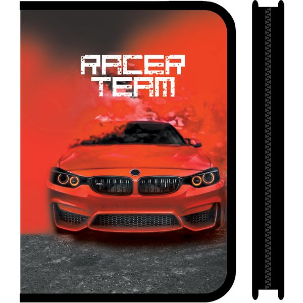 Папка А5 на молнии (с 3-х сторон), 1 отд., PP, "песок", непрозр., ПЧЕЛКА Racer team