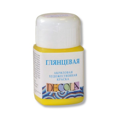 Краска акриловая универсальная DECOLA, глянцевая, лимонная, банка 50 мл Акция!