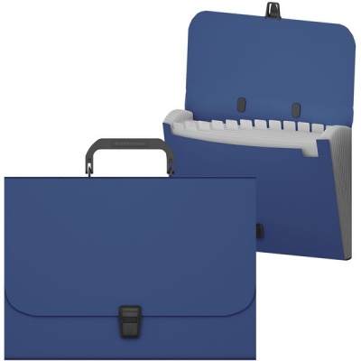 Папка-портфель А4, 12 отд., PP 600 мкм, замок-защелка, ErichKrause Matt Classic_синяя