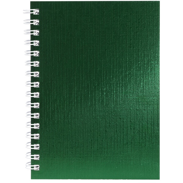 Блокнот на вертикальном гребне А6, 80 л., клетка, 60 г/м², б/в, "сатин", Hatber Metallic_зеленый