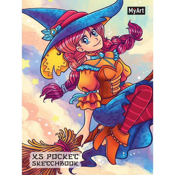 Скетчбук А6, тв. переплет, 48 л., бел. блок 120 г/м², MyArt XS Pocket_Аниме Маленькая ведьмочка   Акция