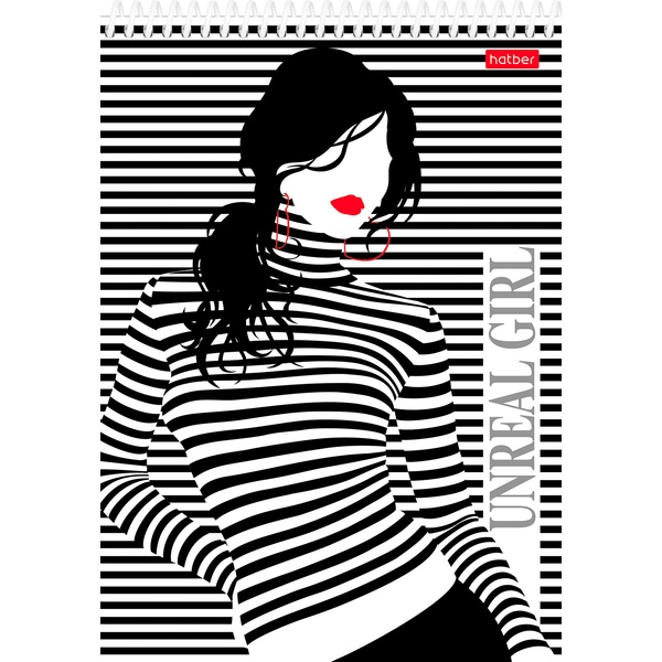 Блокнот на спирали А5, 160 л., нелинованный, 60 г/м², 3-цв. блок, Hatber Удивительные девушки Акция!