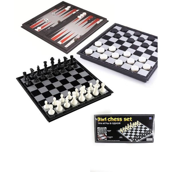 Игра настольная 3 в 1. Шашки-Шахматы-Нарды, 33*33 см, магнитные Игра настольная 3 в 1. Шашки-Шахматы-Нарды, 33*33 см, магнитные