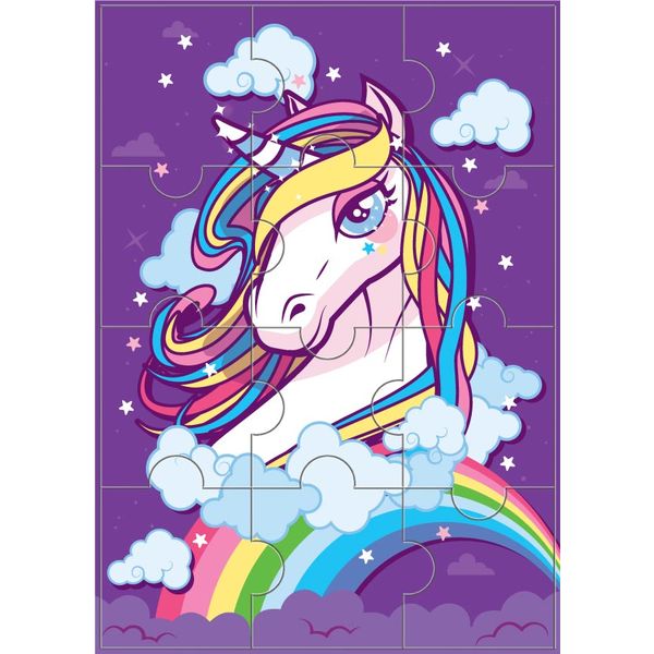 Пазл магнитный 12 элементов. ИГ Квадра_Единорог и радуга, А4 Акция!